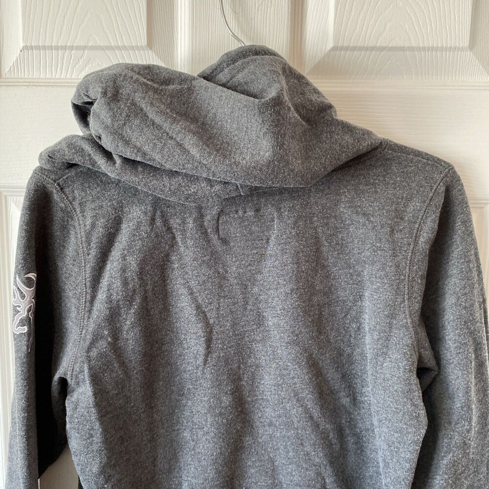 Browning Hoodie Women’s Medium Pouch Thumbholes Grey Pullover - Picture 8 of 11